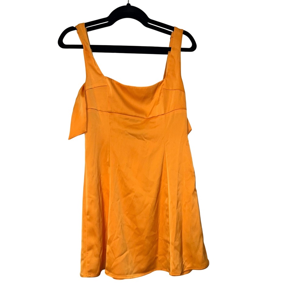 Urban Outfitters New Mini Dress Womens Small Orange Satin Tie Shoulder